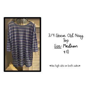 3/4 Sleeve Striped Top